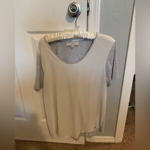 LOFT White and Grey Blouse
